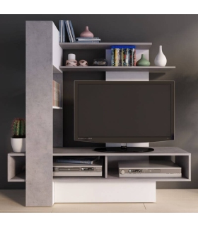 Mueble de Televisión Sky Blanco y Beton 140cm, en ambiente |SAYEZ|