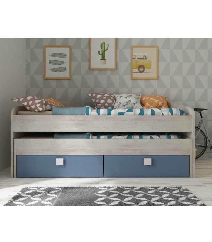 Cama Nido Apolo Cascina y Azul Ahumado 90x190cm |SAYEZ|