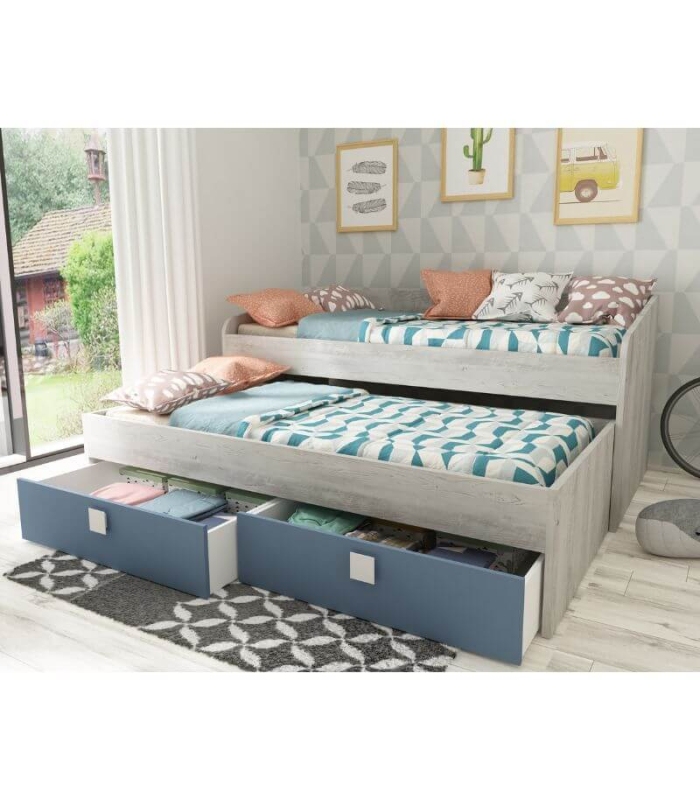 Cama Nido Apolo Cascina y Azul Ahumado 90x190cm |SAYEZ|