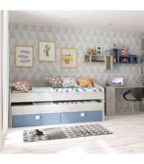 Cama Nido Apolo Cascina y Azul Ahumado 90x190cm |SAYEZ|