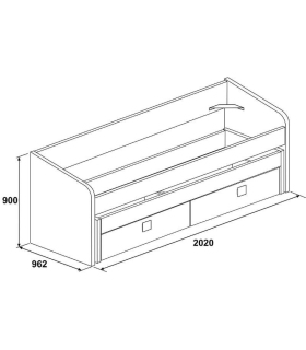 Cama Nido Apolo Cascina y Azul Ahumado 90x190cm, medidas |SAYEZ|