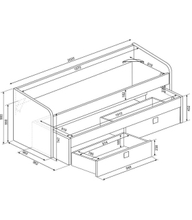 Cama Nido Apolo Cascina y Azul Ahumado 90x190cm, medidas |SAYEZ|