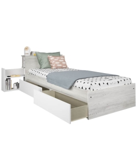 Cama con Cajones y Cabecero con Mesita Extraible Jazz Cascina y Blanco 90x190cm |SAYEZ|