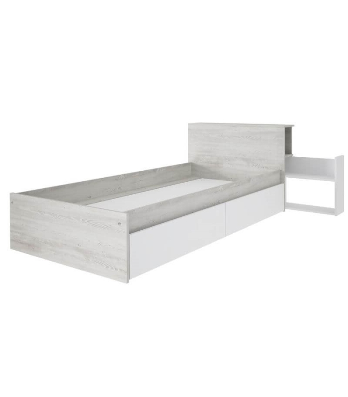 Cama con Cajones y Cabecero con Mesita Extraible Jazz Cascina y Blanco 90x190cm |SAYEZ|