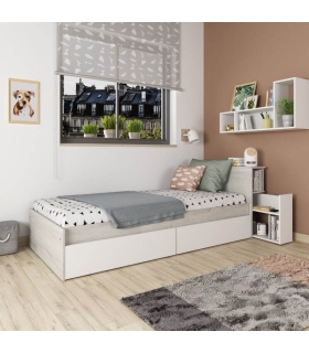 Cama con Cajones y Cabecero con Mesita Extraible Jazz Cascina y Blanco90x200cm |SAYEZ|