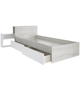 Cama con Cajones y Cabecero con Mesita Extraible Jazz Cascina y Blanco90x200cm |SAYEZ|