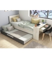 Cama Nido con Escritorio Shipley Cascina y Sombra 90x200cm |SAYEZ|