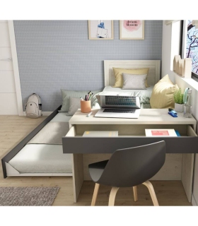 Cama Nido con Escritorio Shipley Cascina y Sombra 90x200cm |SAYEZ|