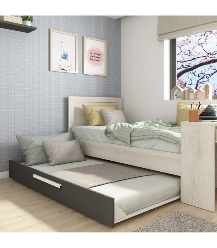 Cama Nido con Escritorio Shipley Cascina y Sombra 90x200cm |SAYEZ|