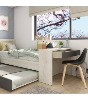 Cama Nido con Escritorio Shipley Cascina y Sombra 90x200cm |SAYEZ|