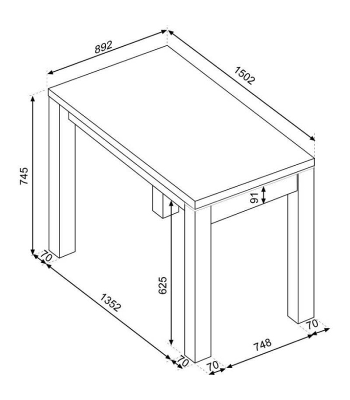 Mesa Comedor Extensible Isola Wengue 150 (210)cm, medidas |SAYEZ|