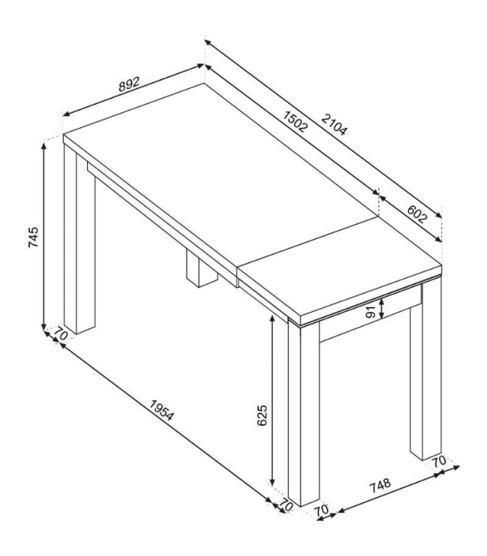 Mesa Comedor Extensible Isola Wengue 150 (210)cm, medidas |SAYEZ|