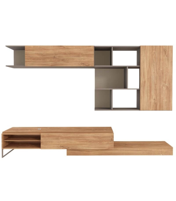 Mueble de Salón Enio Roble y Gris 260cm |SAYEZ|