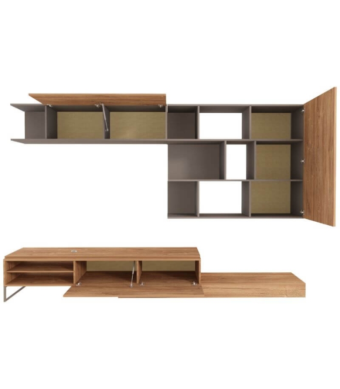 Mueble de Salón Enio Roble y Gris 260cm |SAYEZ|