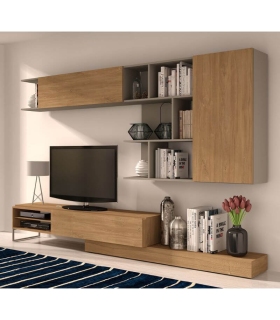 Mueble de Salón Enio Roble y Gris 260cm |SAYEZ|
