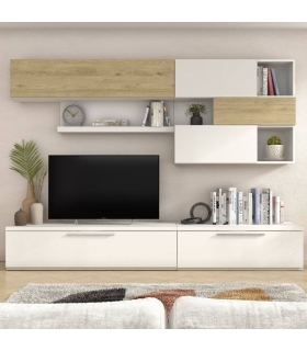 Mueble de Salón Isona Roble Natural y Blanco 260cm |SAYEZ|