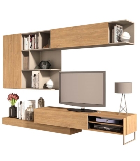 Mueble de Salón Enio Roble y Gris 260cm |SAYEZ|