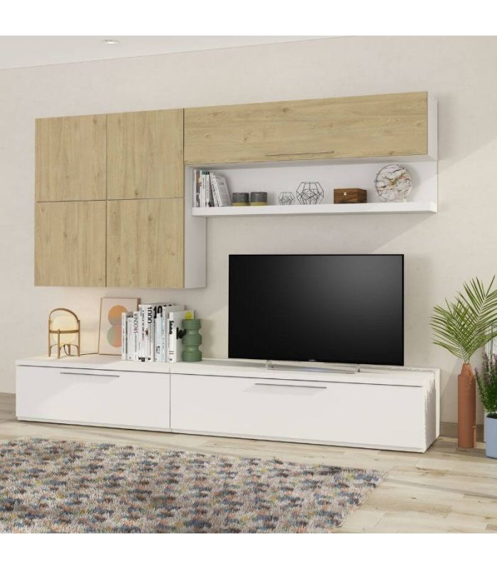 Mueble de Salón Isola Blanco y Roble Natural 260cm |SAYEZ|