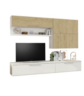 Mueble de Salón Isola Blanco y Roble Natural 260cm |SAYEZ|