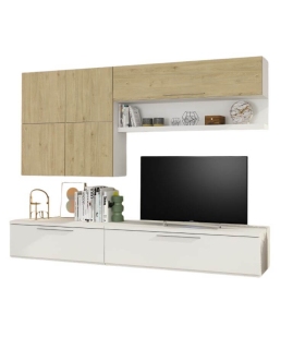 Mueble de Salón Isola Blanco y Roble Natural 260cm |SAYEZ|