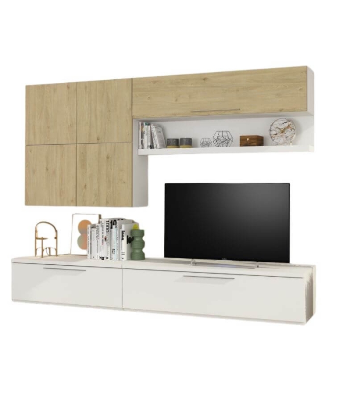 Mueble de Salón Isola Blanco y Roble Natural 260cm |SAYEZ|