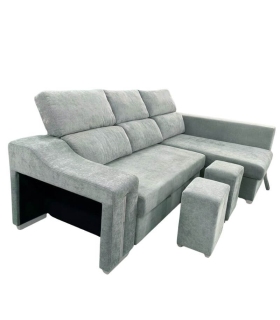 Sofá Cama Chaiselongue Visto Frente Derecha Carla 257 cm gris|SAYEZ|