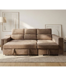 Sofá Cama Chaiselongue Visto Frente Derecha Carla 257 cm beige |SAYEZ|