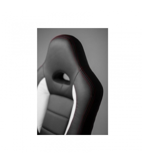 Respaldo silla oficina gaming Monza negra y blanca con acolchado de gran confort y el tejido 3D Mesh