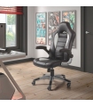 Silla oficina gaming Monza negra y blanca con brazos abatible y ruedas giratorias y antideslizantes