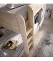 Escalera Cama Tren Move Blanco y Natural en linea, 2 cajones y 1 armario con estante y barra de colgar, reversible,  Sayez