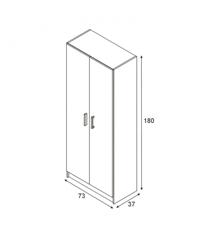 Medidas armario multiusos 2 puertas escobero blanco. Ancho: 73 cm x Fondo: 37 cm x Alto: 180 cm. Sayez