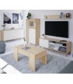 Mueble de Tv con estante Kikua Plus acabado Roble Canadian y Blanco Artik. Mueble tv 1 puerta 2 huecos. Sayez