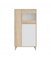 Mueble Vitrina 3 Puertas Kikua Plus con estantes interiores y acabado Roble Canadian y Blanco Artik. Sayez