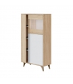 Mueble Vitrina 3 Puertas Kikua Plus con estantes interiores y acabado Roble Canadian y Blanco Artik. Sayez