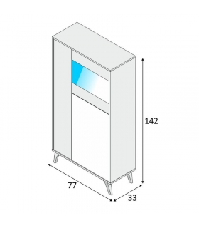 Medidas Mueble Vitrina 3 Puertas Kikua Plus. Ancho: 77 cm x Fondo: 33 cm x Alto: 142 cm. Sayez