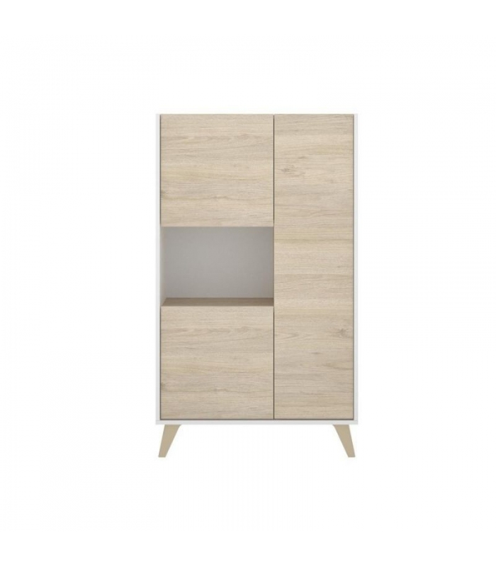 Mueble aparador 3 puertas 1 hueco ness en color blanco y natural