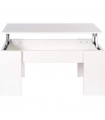 Mesa de centro elevable Gala color blanco con hueco interior para guardar cosas. Sayez