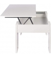 Mesa de centro elevable Gala color blanco con hueco interior para guardar cosas. Sayez