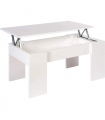 Mesa de centro elevable Gala color blanco con hueco interior para guardar cosas. Sayez