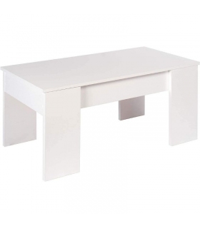 Mesa de centro elevable Gala color blanco con hueco interior para guardar cosas. Sayez
