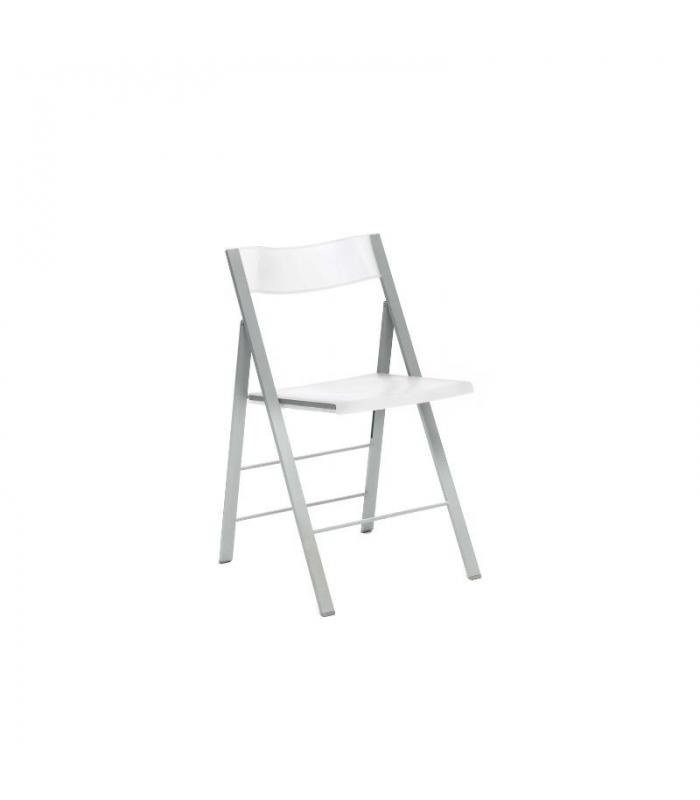 Silla plegable Pisa color blanco diseño ultrafino ergonómica, cómoda y barata. Sayez