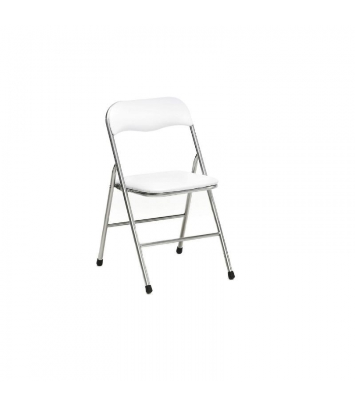 Silla plegable Ibiza color blanco diseño ergonómica, cómoda y barata, respaldo y asiento acolchados. Sayez