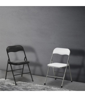Silla plegable Ibiza color negro o blanco diseño ergonómica, cómoda y barata, acolchado asiento y respaldo. Sayez