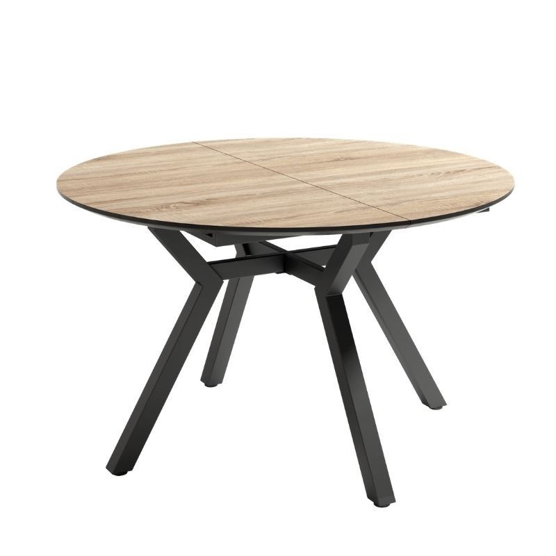 Mesa de comedor extensible Cantábrico acabado color Cambrian patas negras, diseño nórdico, mesa barata. Sayez
