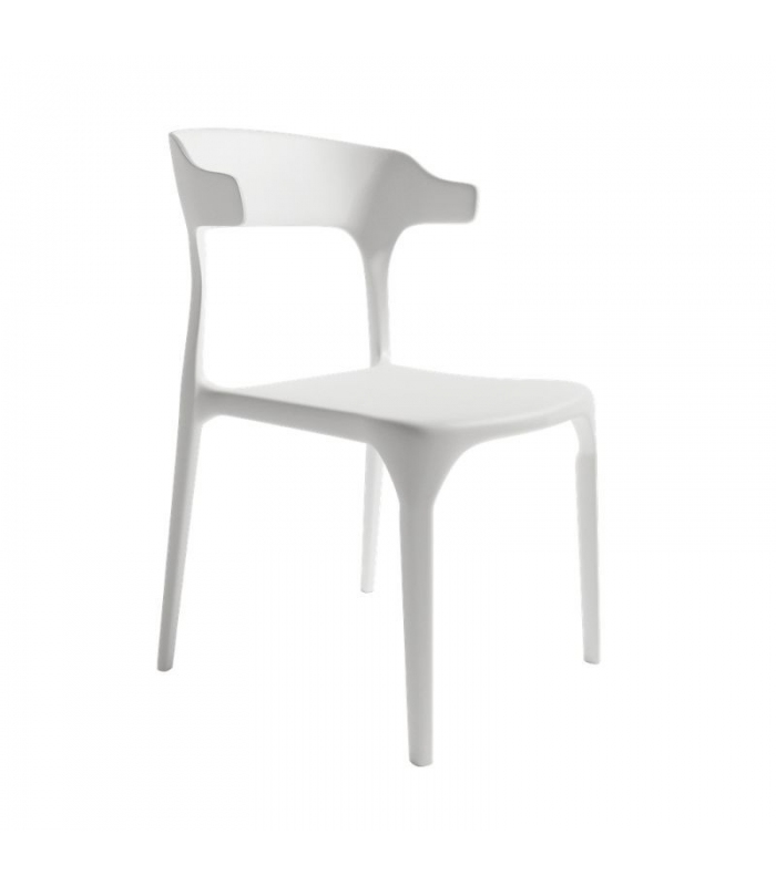 Silla exterior apilable Pisa color blanco, ergonómica y cómoda, interior y exterior. Sayez