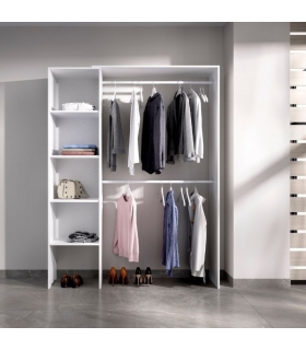 Armario Vestior Suit Blanco reversible y adaptable. 4 estantes y 2 barras de colgar, barato. Sayez