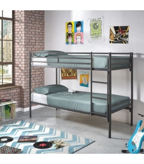 Litera 250 color grafito o gris convertible en 2 camas individuales, con barandilla y escaleras fijas, barata. Sayez
