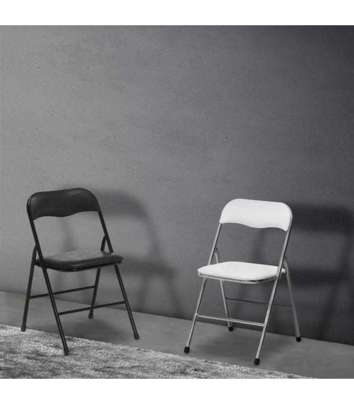 Silla plegable Ibiza color negro o blanco diseño ergonómica, cómoda y barata, acolchado asiento y respaldo. Sayez