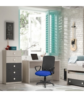 Silla de oficina y escritorio Coco color azul, cómoda, ergonómica y barata. Sayez