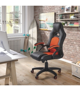 Silla de oficina y escritorio gaming Assen, cómoda y ergonómica, barata naranja. Sayez